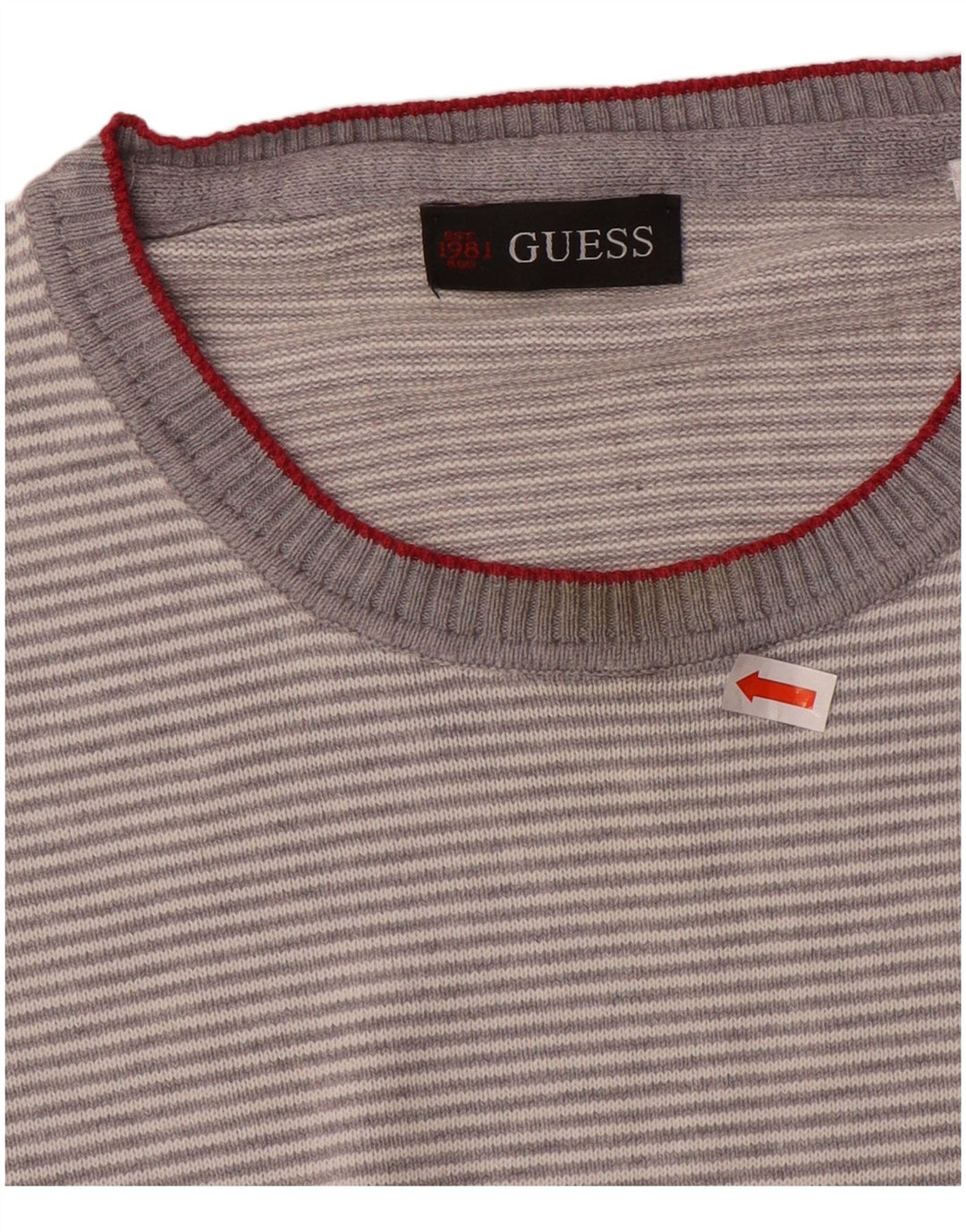 Мужской джемпер Guess с круглым вырезом, хлопковый свитер в большую серую полоску