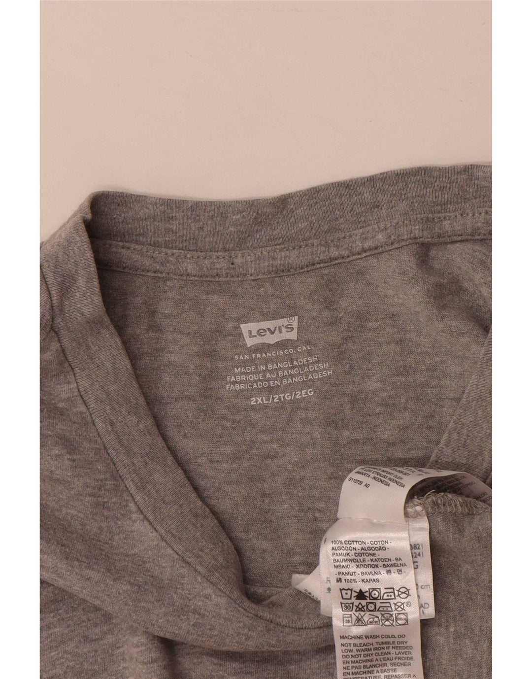 Мужская футболка с рисунком Levi's, топ 2XL, серый хлопок