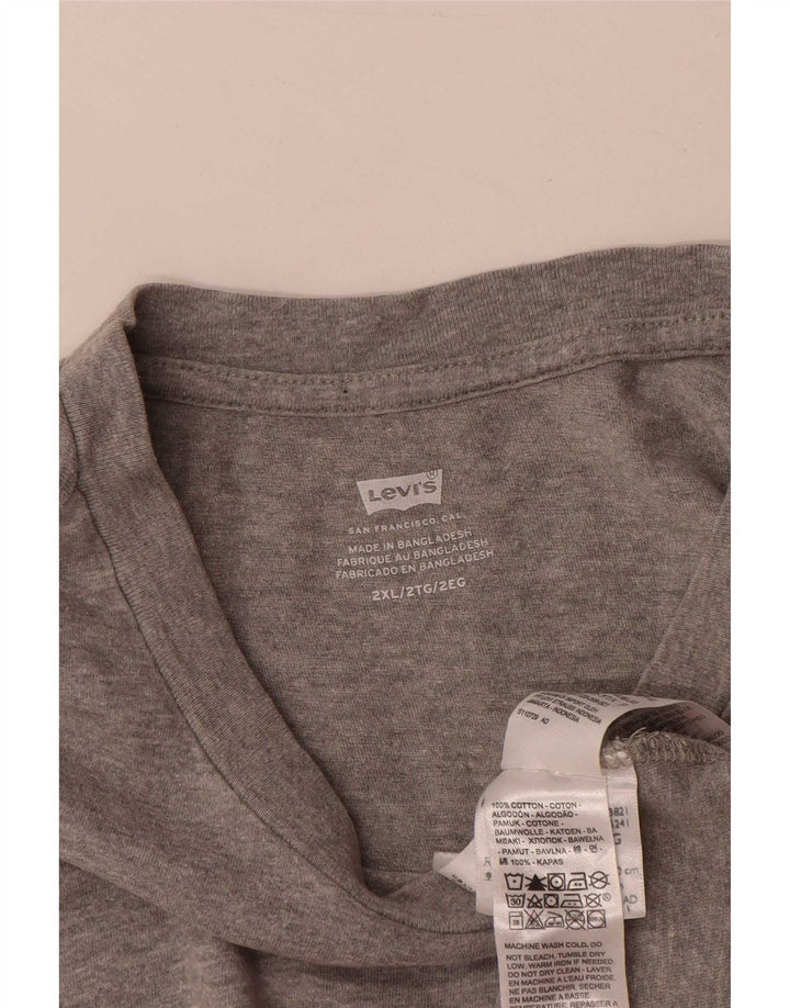 Мужская футболка с рисунком Levi's, топ 2XL, серый хлопок
