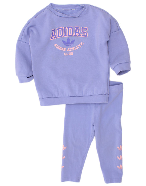 Полный спортивный костюм Adidas для маленьких девочек с рисунком, 9–12 месяцев, фиолетовый, хлопок