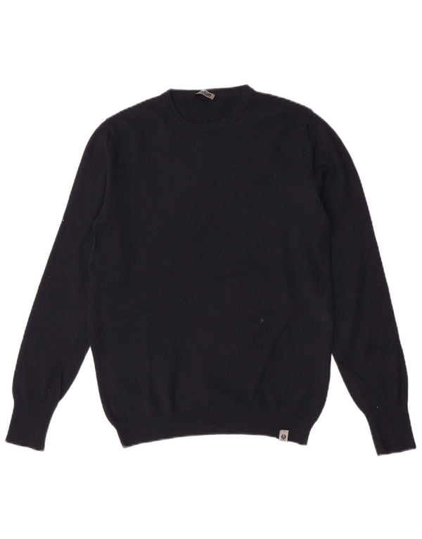 Женский джемпер с круглым вырезом Belstaff, размер UK 10, маленький, темно-синий, из натуральной шерсти