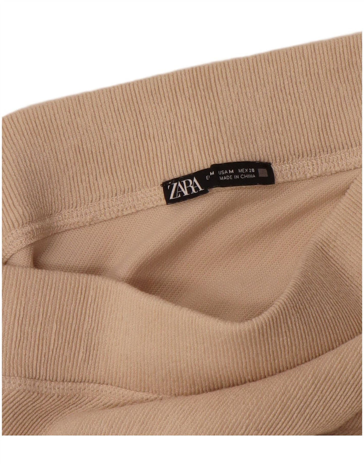 Zara Женская юбка-трапеция с завышенной талией, средний W28, бежевый полиэстер