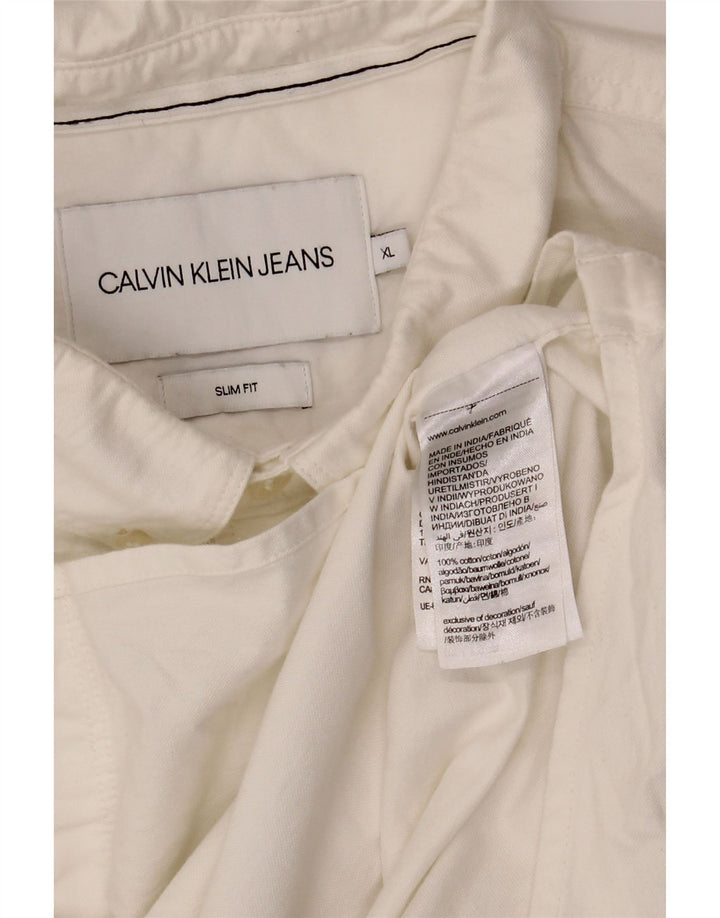 CALVIN KLEIN JEANS Мужская рубашка приталенного кроя XL, белый хлопок