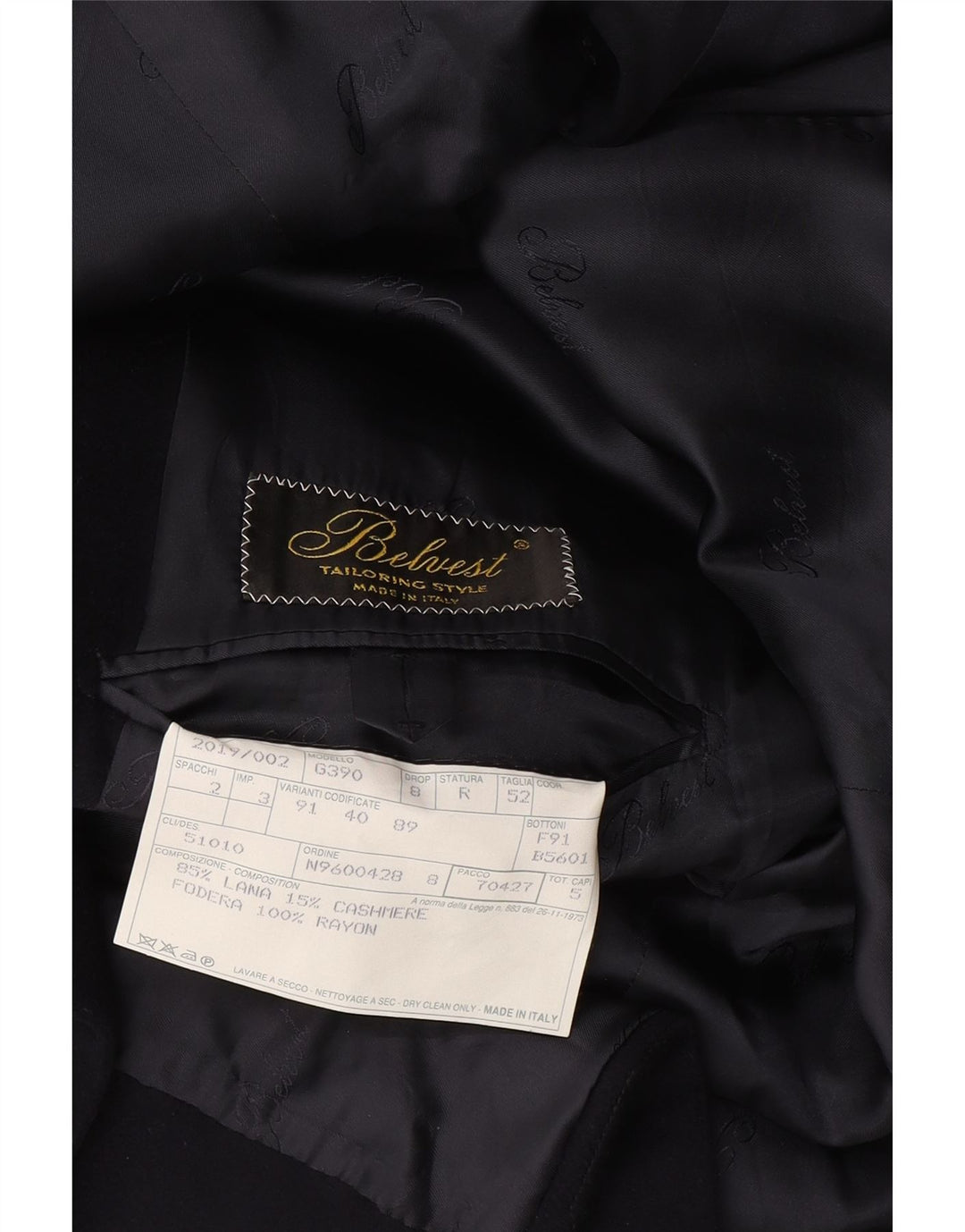 BELVEST Мужской двубортный пиджак IT 52 XL Темно-синий шерстяной