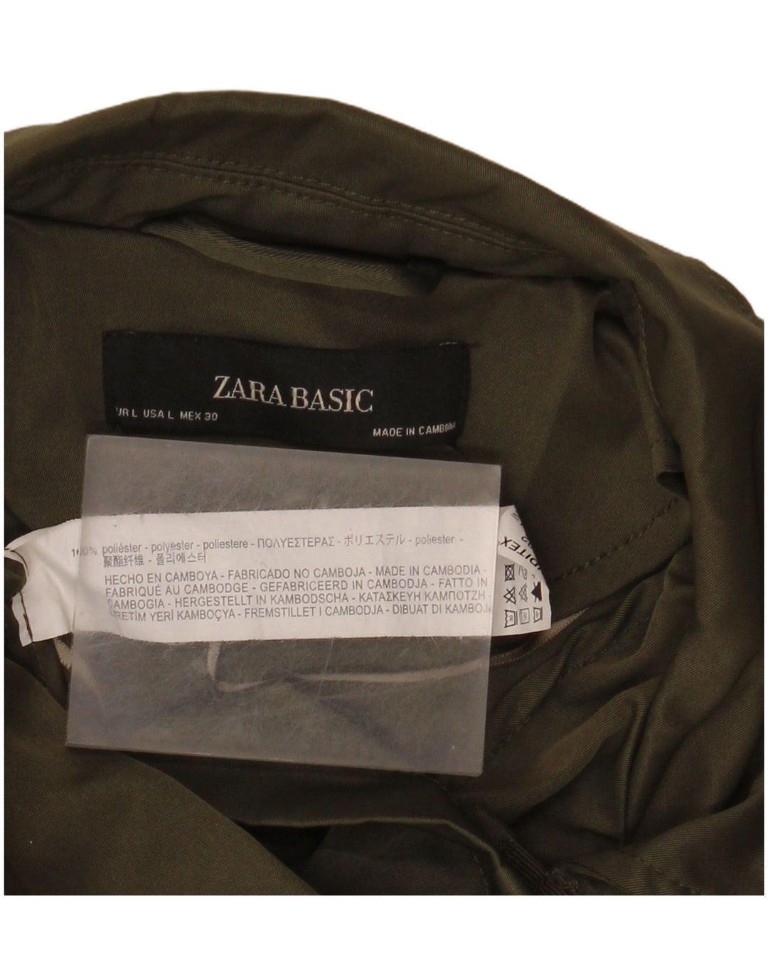 Женская куртка в стиле милитари Zara UK 16, большой размер, полиэстер цвета хаки