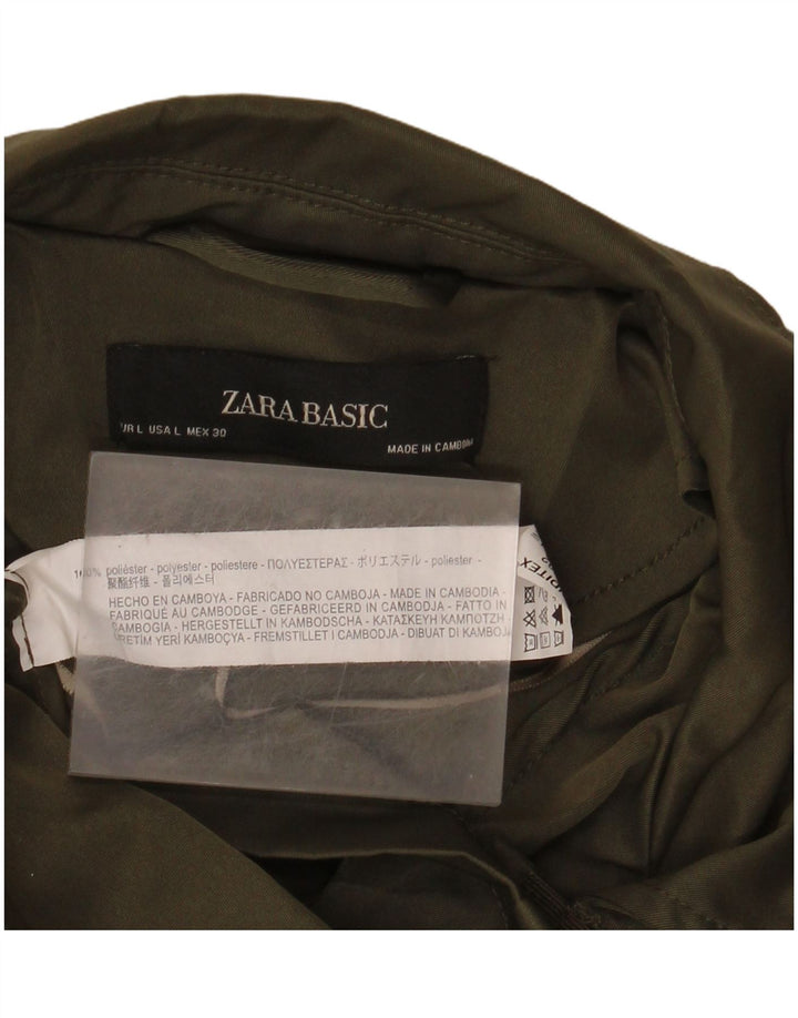 Женская куртка в стиле милитари Zara UK 16, большой размер, полиэстер цвета хаки