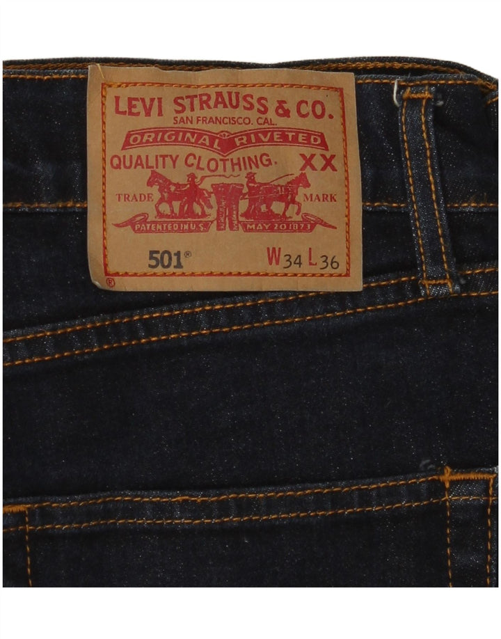 Мужские прямые джинсы LEVI'S 501 W34 L27 Темно-синие, хлопок