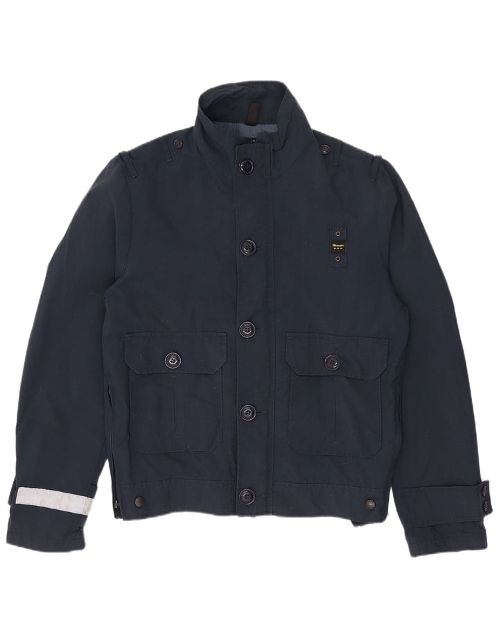 Мужская куртка-бомбер Blauer UK 36, маленькая, темно-синяя, с цветными блоками