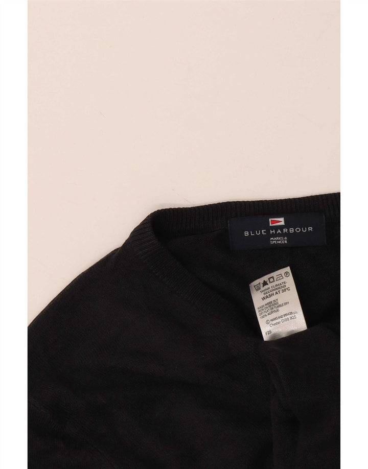 Мужской джемпер с v-образным вырезом Marks & Spencer Blue Harbour, маленький черный акрил