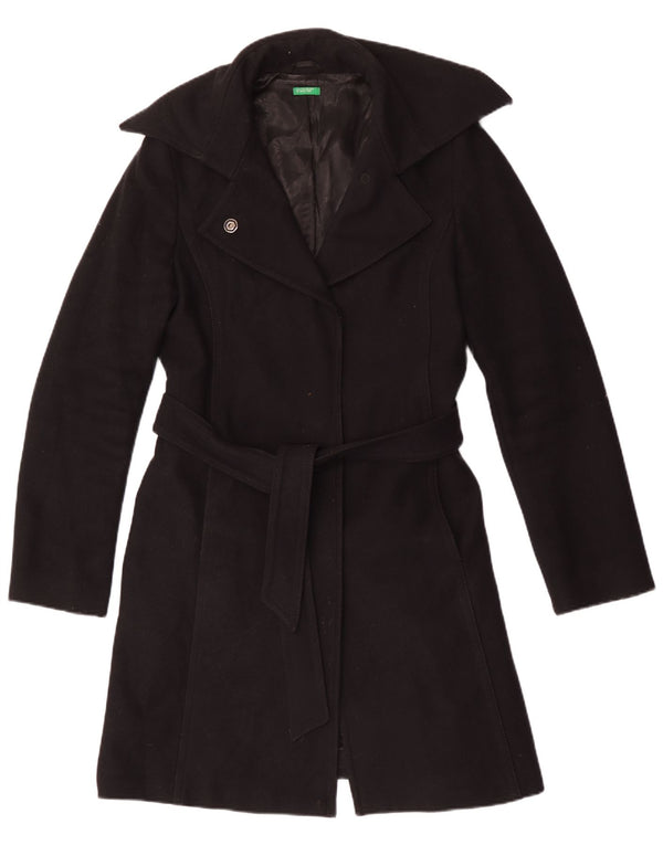 Женское пальто Benetton UK 14, среднее, черное, шерстяное