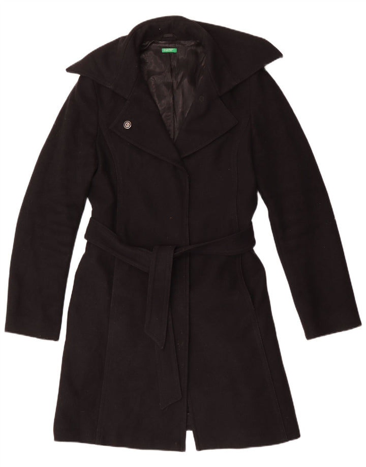 Женское пальто Benetton UK 14, среднее, черное, шерстяное