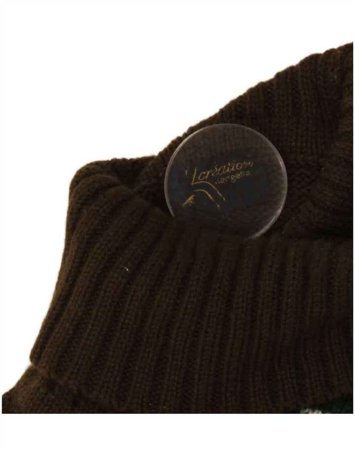 ВИНТАЖНЫЙ мужской джемпер с высоким воротником, маленький свитер цвета хаки Fair Isle