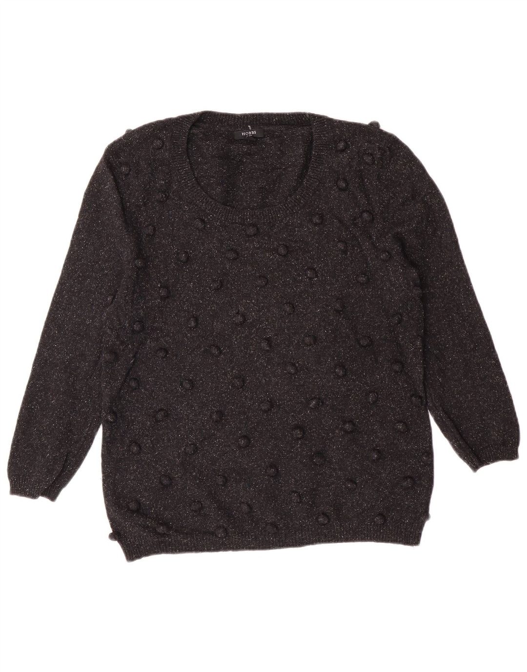 Женский джемпер с вырезом «лодочка» Hobbs UK 14, классический черный шерстяной свитер среднего размера