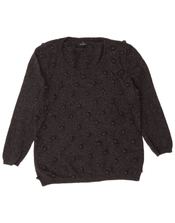 Женский джемпер с вырезом «лодочка» Hobbs UK 14, классический черный шерстяной свитер среднего размера