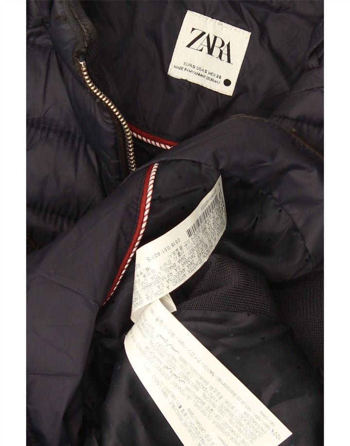 Женская стеганая куртка Zara UK 10, маленький размер, темно-синий, нейлон