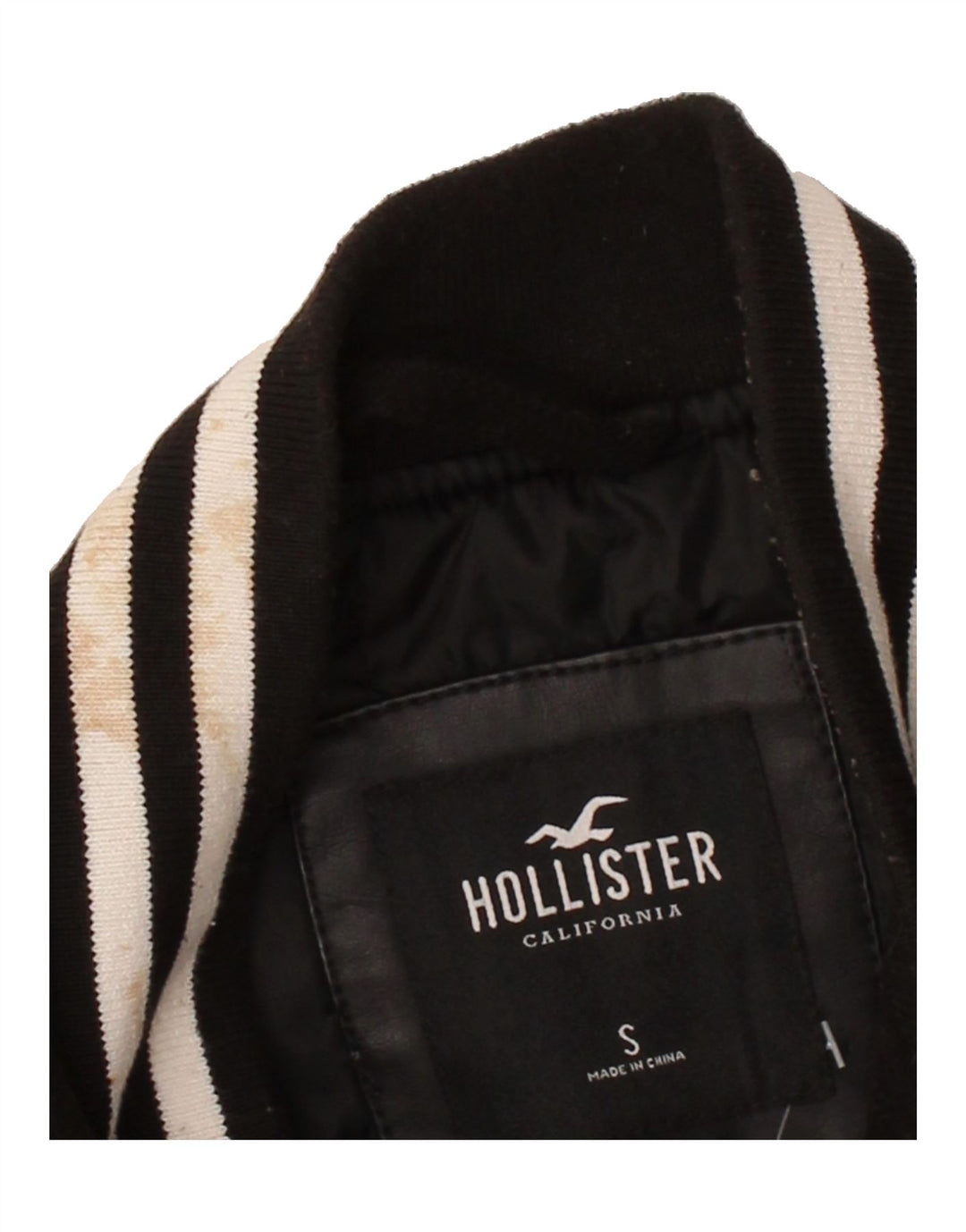 HOLLISTER Mens Varsity Jacket UK 36 Small Black Polyester Vintage Hollister and Second-Hand Hollister from Messina Hembry 