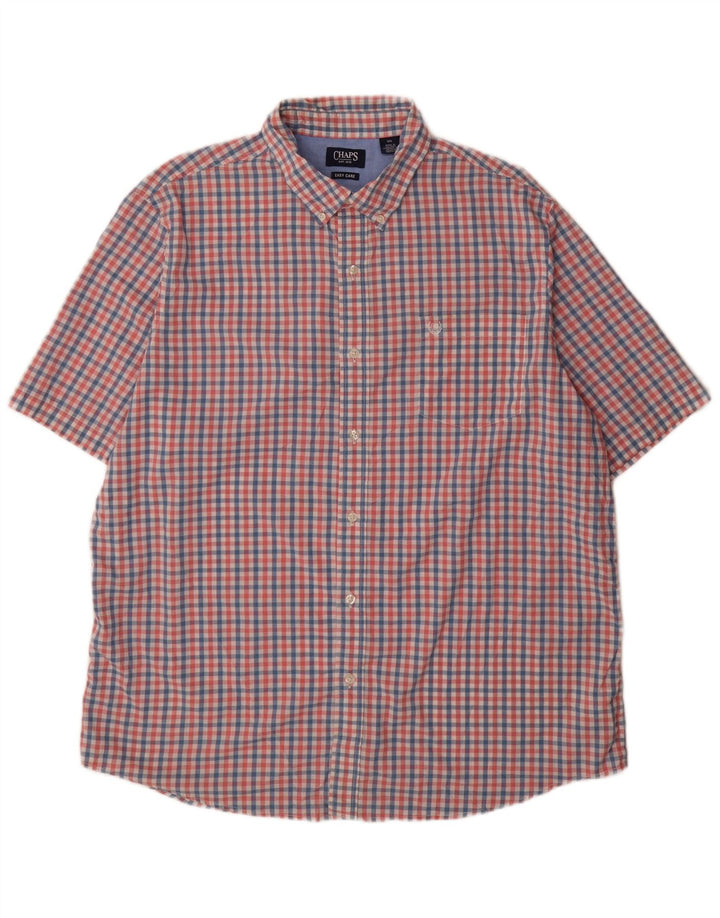 Мужская рубашка с коротким рукавом Chaps Easy Care, 2XL, розовый хлопок в мелкую клетку