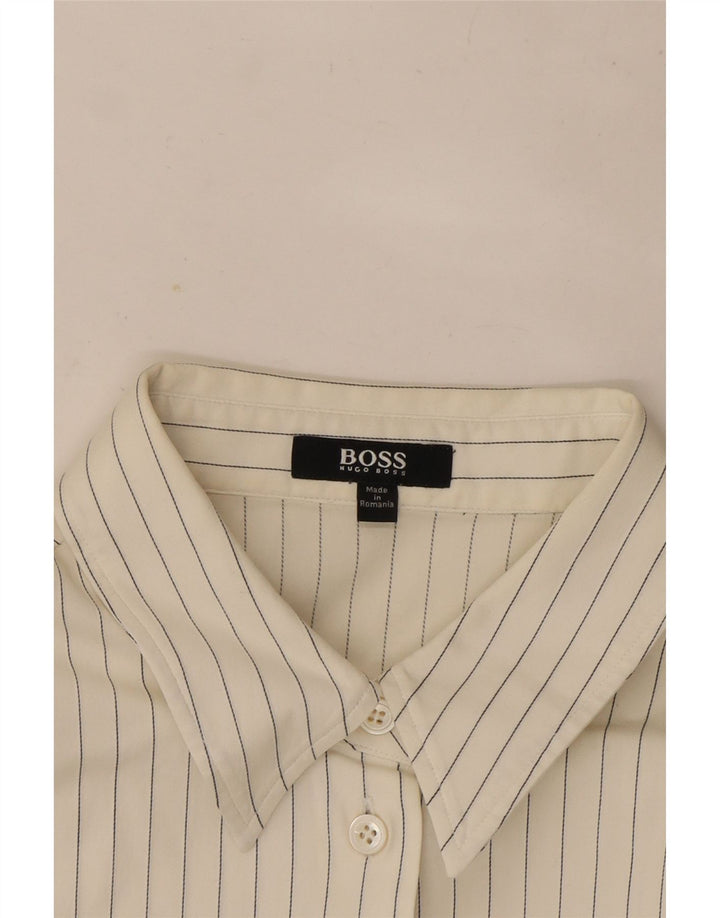 Женская рубашка Hugo Boss UK 12, средняя белая в тонкую полоску