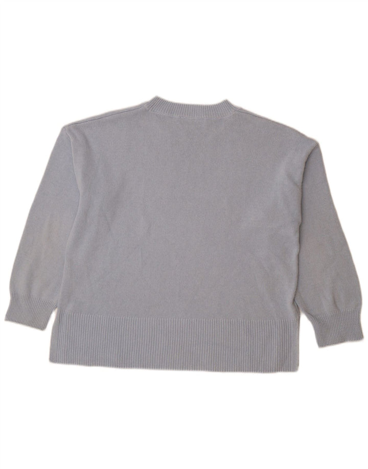 Женский свободный джемпер с круглым вырезом Zara UK 14, хлопковый средний синий цвет