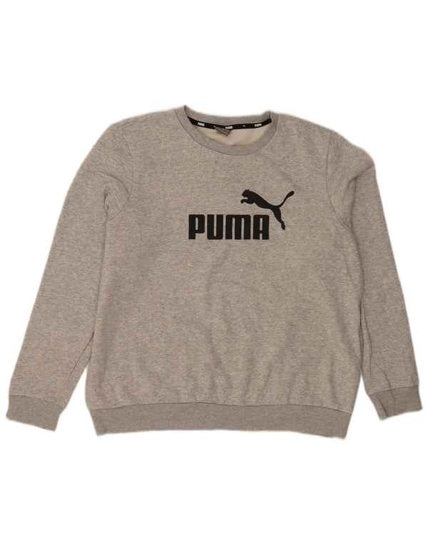 Мужской свитшот с рисунком Puma XL, серый хлопок с крапинками