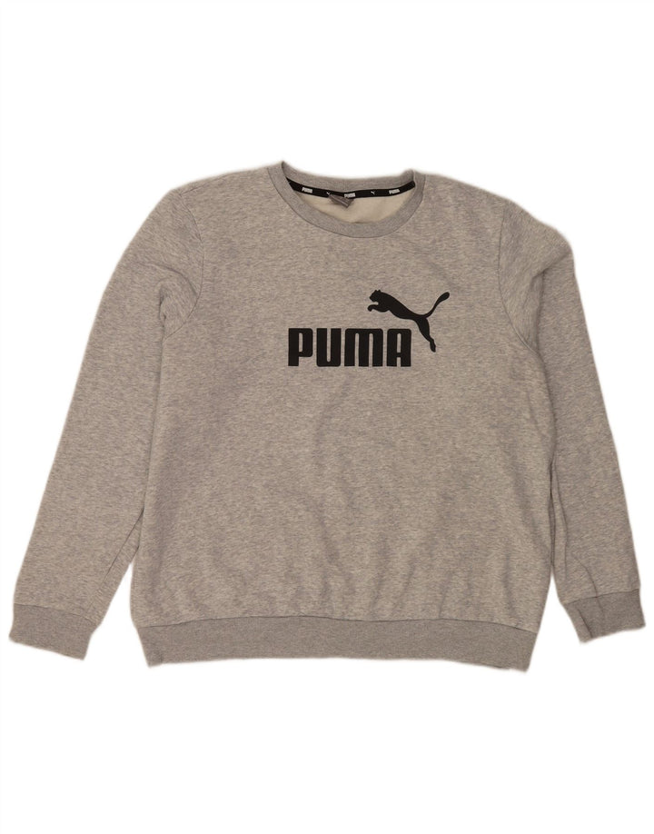 Мужской свитшот с рисунком Puma XL, серый хлопок с крапинками