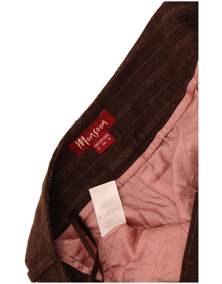 Женские повседневные брюки Monsoon Bootcut UK 12, средние W32 L31, коричневые в тонкую полоску