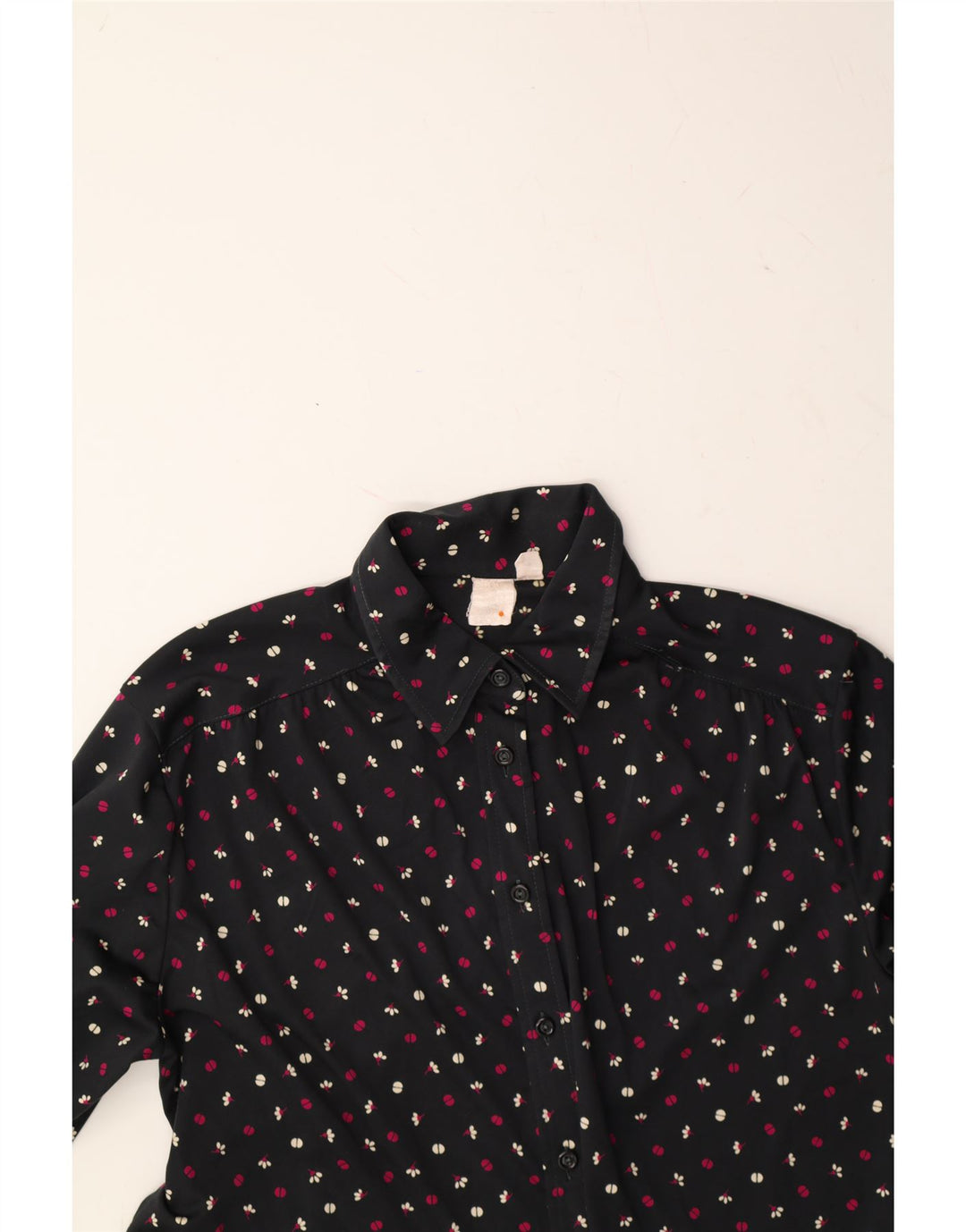 VINTAGE Womens Shirt Blouse UK 16 Large Black Floral Polyester Vintage Vintage and Second-Hand Vintage from Messina Hembry 