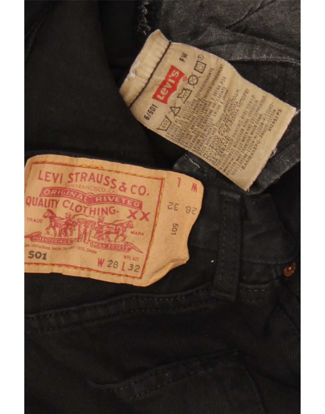 Женские прямые джинсы Levi's 501 W28 L29, черный хлопок