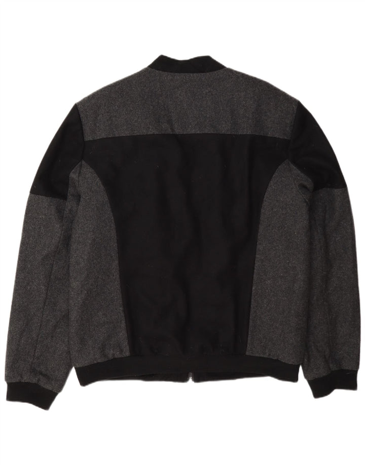 Мужская куртка-бомбер Calvin Klein UK 44 2XL, черная, шерстяная с цветными блоками