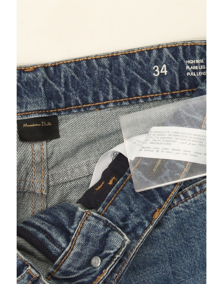 Женские расклешенные джинсы Massimo Dutti с высокой посадкой W34 L35, синий хлопок
