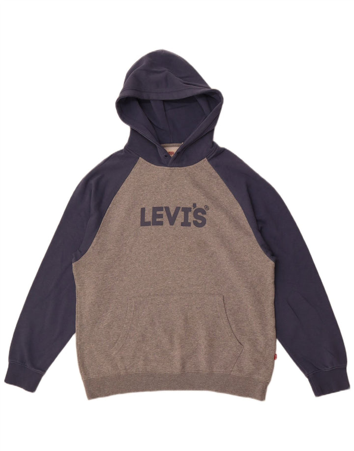 Мужской джемпер с капюшоном свободного кроя Levi's, цветной блок, средний серый цвет
