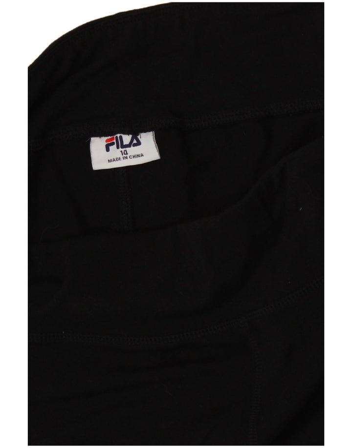 Женские леггинсы с рисунком FILA UK 14, хлопковые, среднего размера, черные