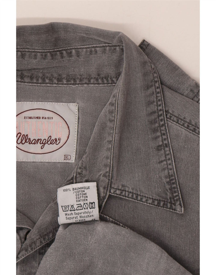 Мужская джинсовая рубашка Wrangler XL, серая, хлопок