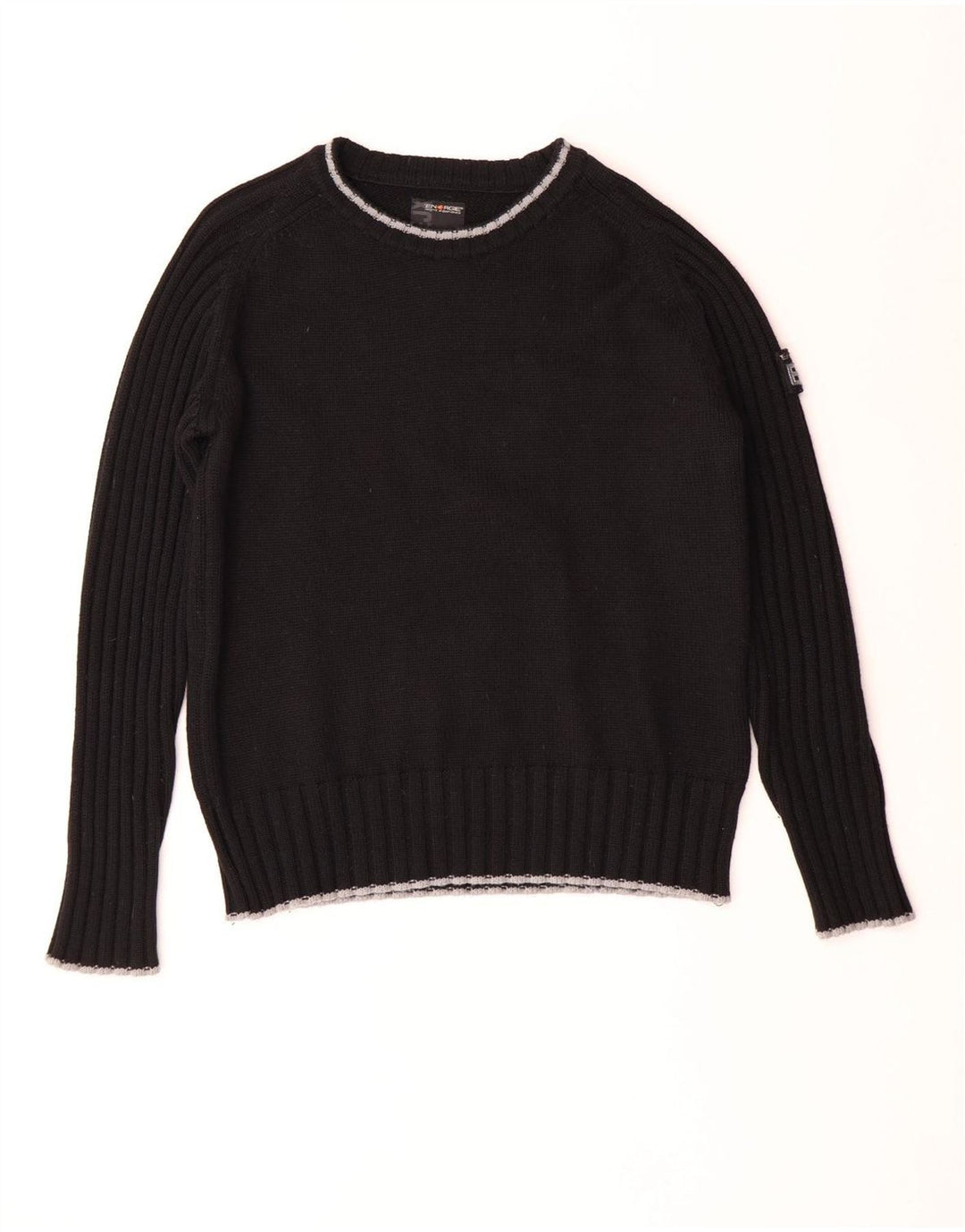 Мужской джемпер с круглым вырезом Energie, большой черный шерстяной свитер