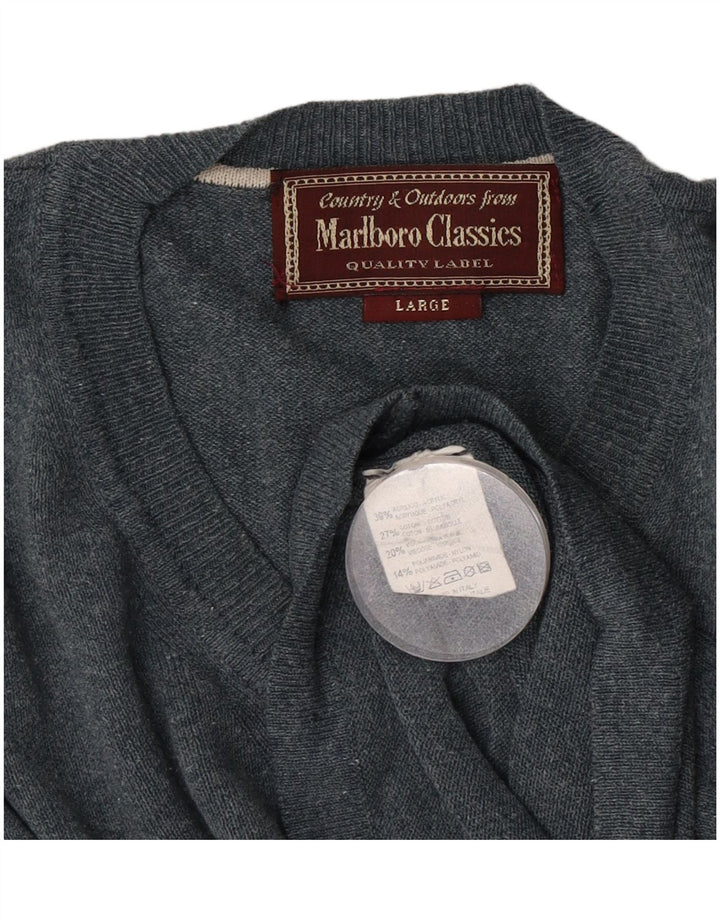 Мужской джемпер с v-образным вырезом Marlboro Classics, большой серый акрил в крапинку