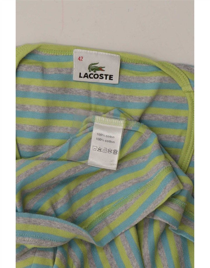 Женская футболка Lacoste, размер 42, большая синяя полоска, хлопок