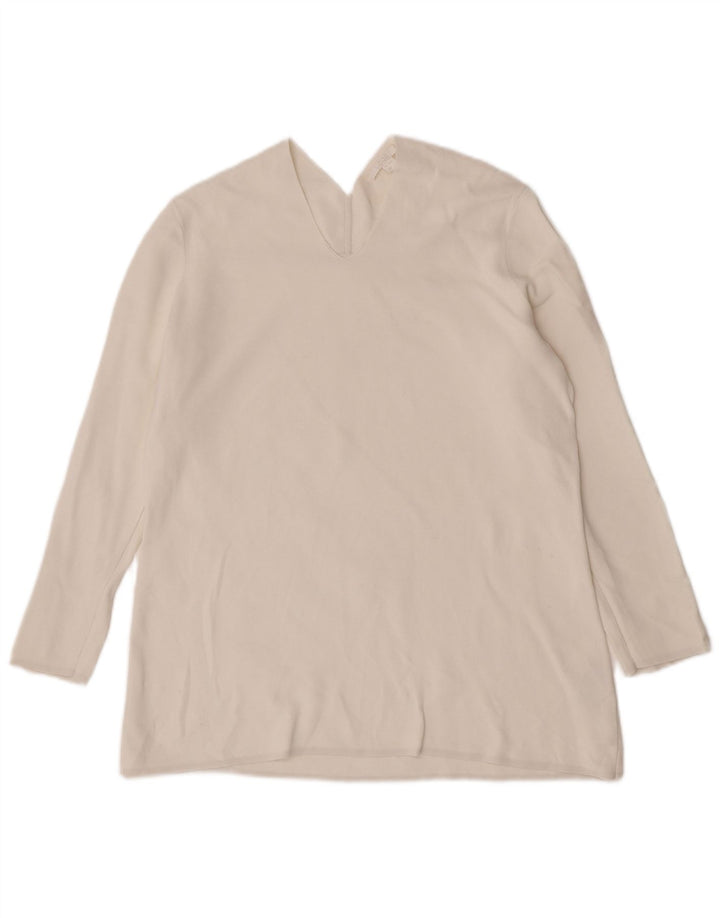 Женский топ Cos с длинным рукавом UK 14, средний белый хлопок, хлопок