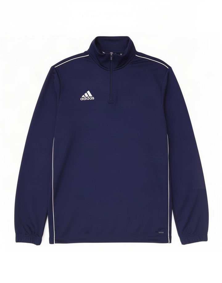 Мужской пуловер с воротником на молнии Adidas Climalite, большой темно-синий
