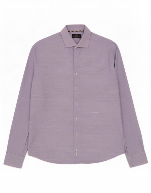 Мужская рубашка Aquascutum, размер 17 1/2 44 XL, синяя хлопковая рубашка с геометрическим рисунком