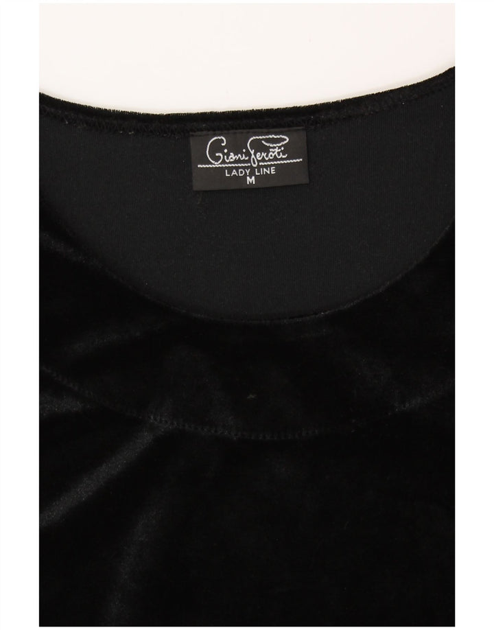 GIANI FEROTI Женское бархатное боди UK 14, средний черный, полиэстер