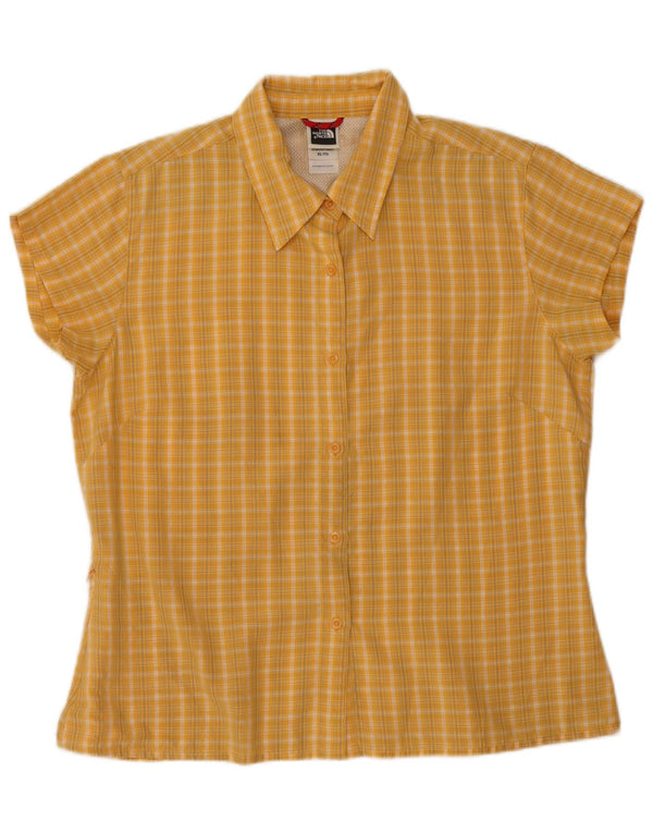 The North Face Womens Short Sleeve Shirt UK 18 XL Yellow Check Modal