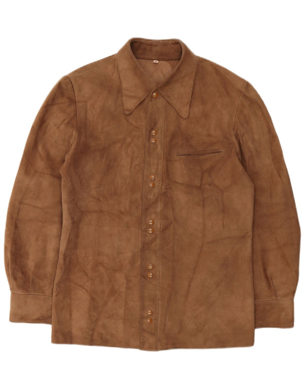 Винтажная мужская замшевая рубашка IT 50 Medium Brown