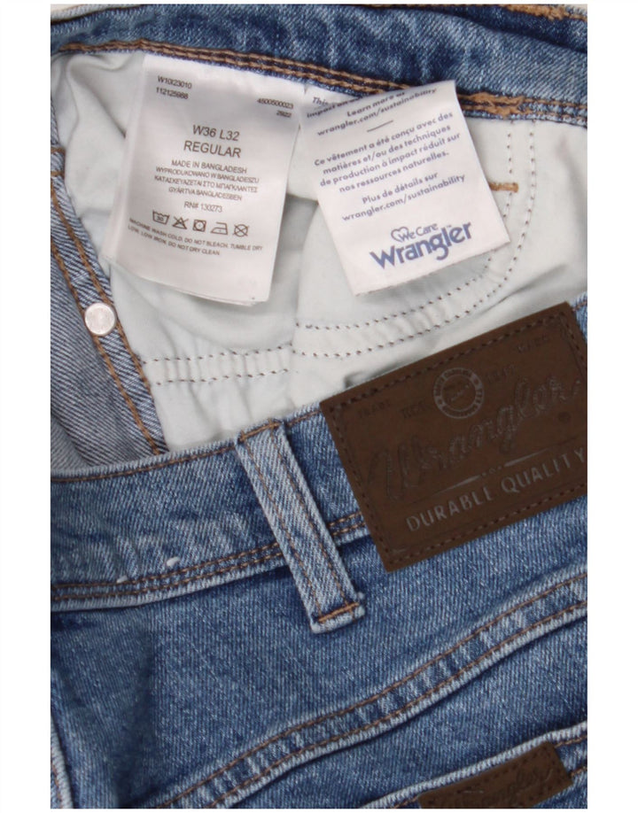 Мужские прямые джинсы Wrangler стандартного кроя W36 L32, синие, хлопок