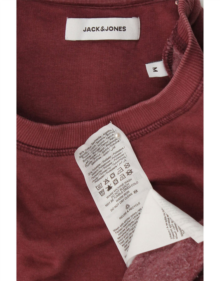 Мужской свитшот с рисунком JACK & JONES, джемпер среднего цвета, бордовый хлопок, хлопок
