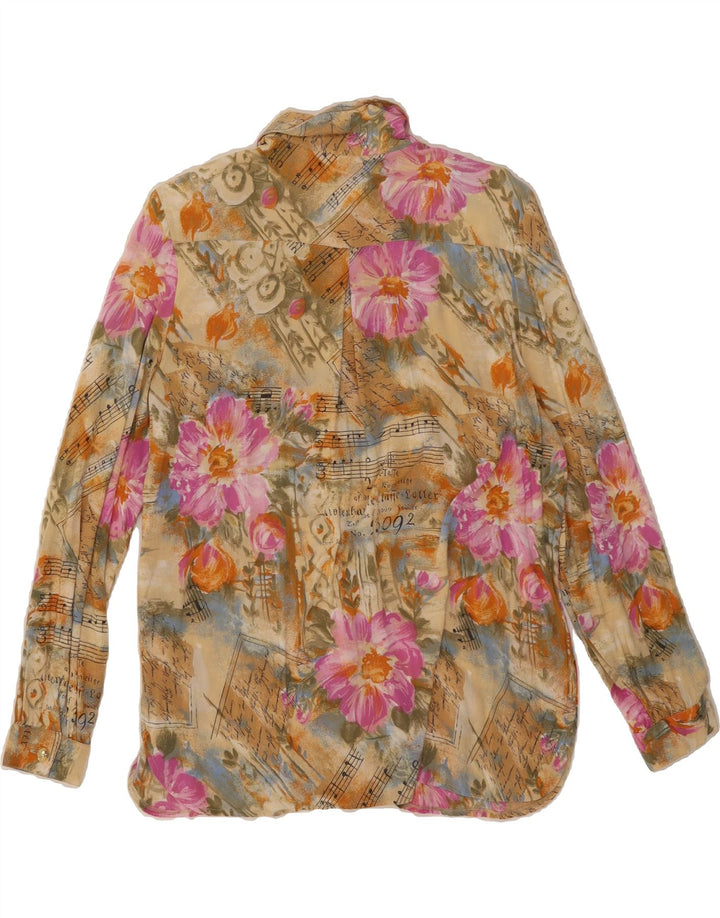 SILVY Womens Shirt Blouse IT 48 XL Beige Floral Vintage Silvy and Second-Hand Silvy from Messina Hembry 