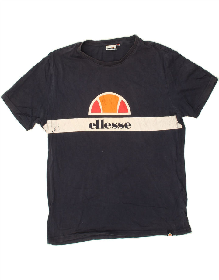 ELLESSE Mens Graphic T-Shirt Top Small Navy Blue Cotton Vintage Ellesse and Second-Hand Ellesse from Messina Hembry 