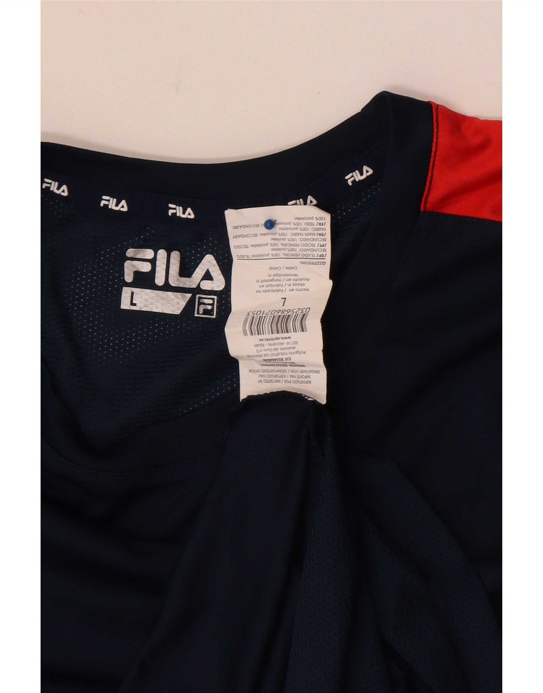 Мужская футболка Fila Top большого размера, темно-синяя, полиэстер с цветными блоками