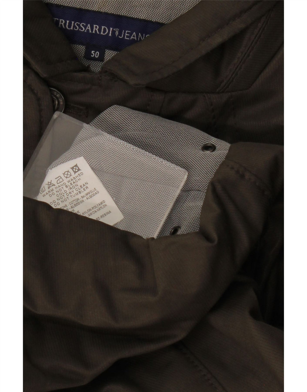 TRUSSARDI JEANS Мужская куртка IT 50, большой цвет хаки, хлопок