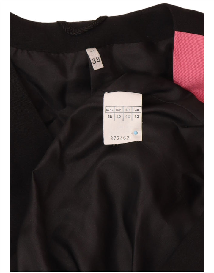 ВИНТАЖНЫЙ женский удлиненный пиджак UK 12, средний черный цвет с цветными блоками