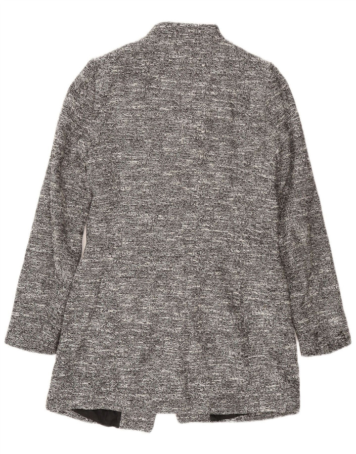 Женский удлиненный пиджак Zara UK 12, средний серый ацетат с крапинками